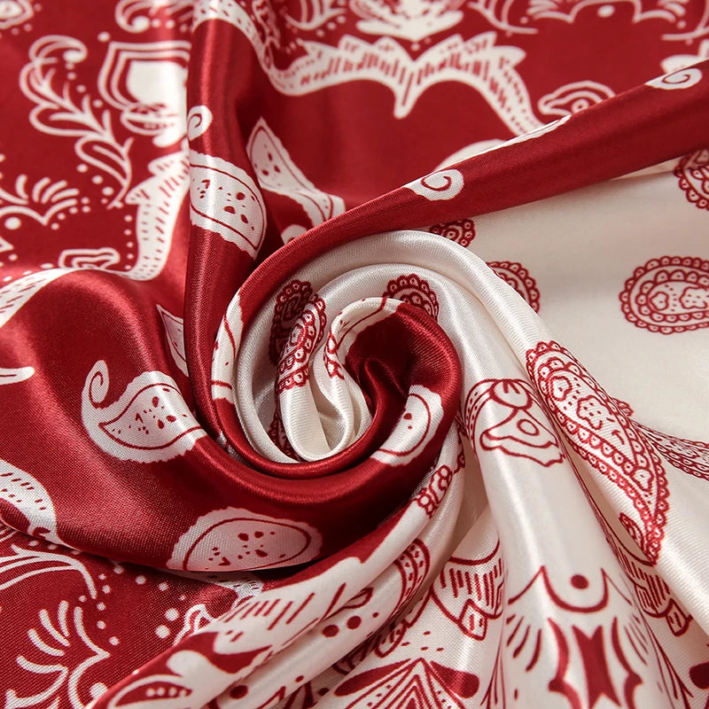 red white floral pattern close up bandanna