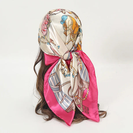 white pink floral pattern silk bandanna