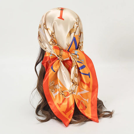 beige orange silk bandanna