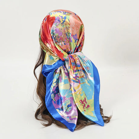 multi color floral pattern silk bandanna