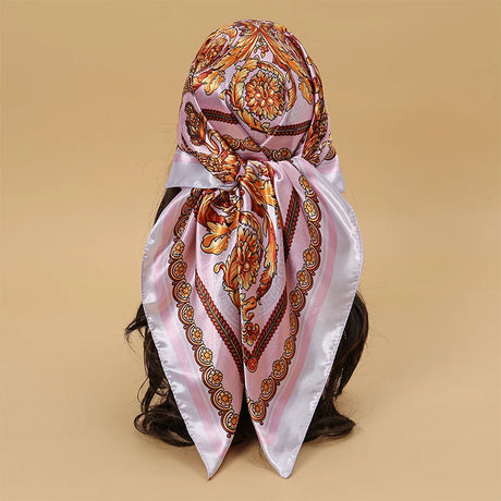 pink floral pattern silk bandanna