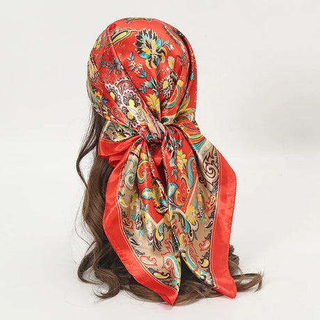 orange floral silk bandanna