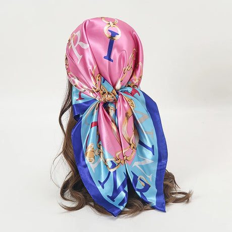 pink blue silk bandanna