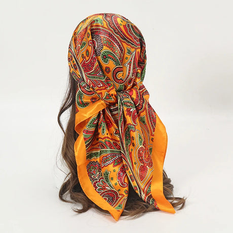 yellow floral pattern silk bandanna