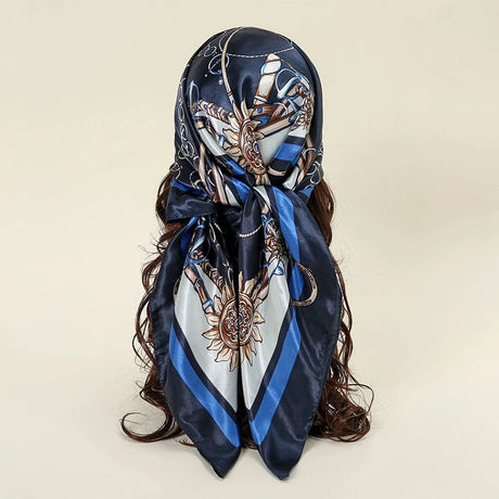 blue white silk bandanna