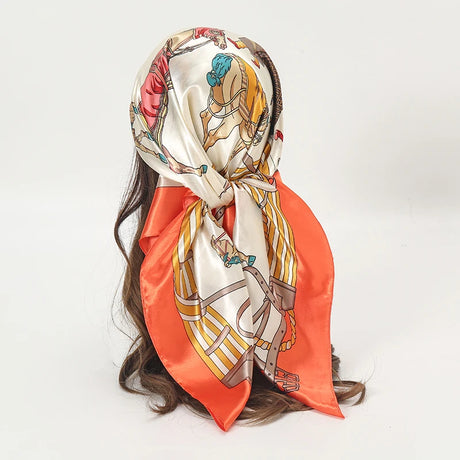 white orange floral pattern silk banadanna