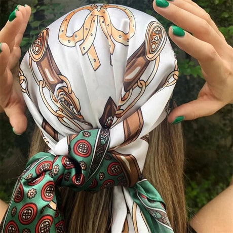white green silk bandanna