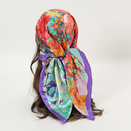 multi color floral pattern silk bandanna
