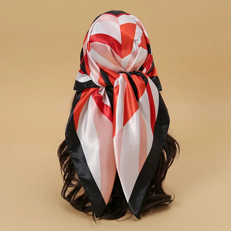 red black white geometric pattern silk bandanna