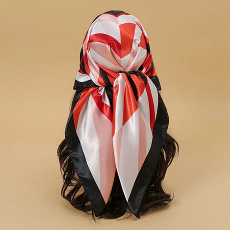 red black white geometric pattern silk bandanna