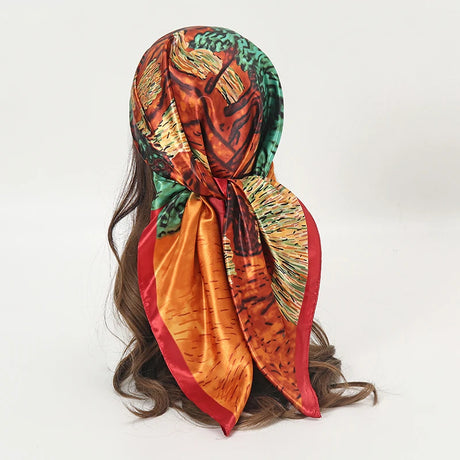 red green orange silk bandanna