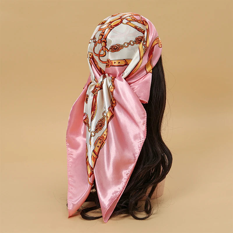pink white gold silk bandanna