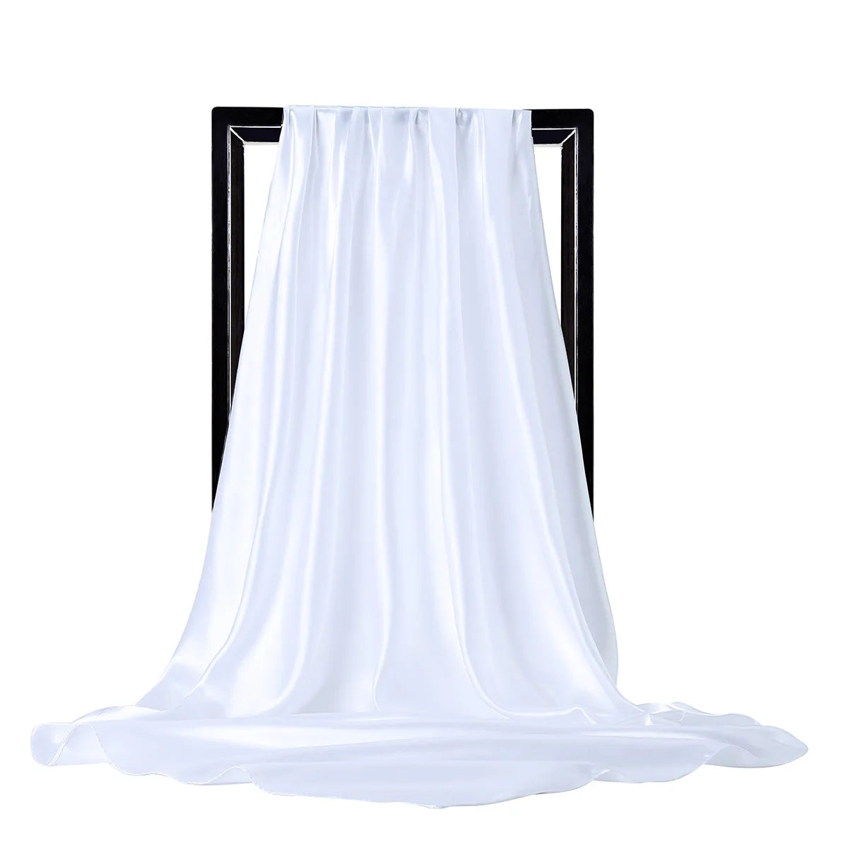 White Satin Solid Color Foulard 90*90cm Silk Scarf Hijab
