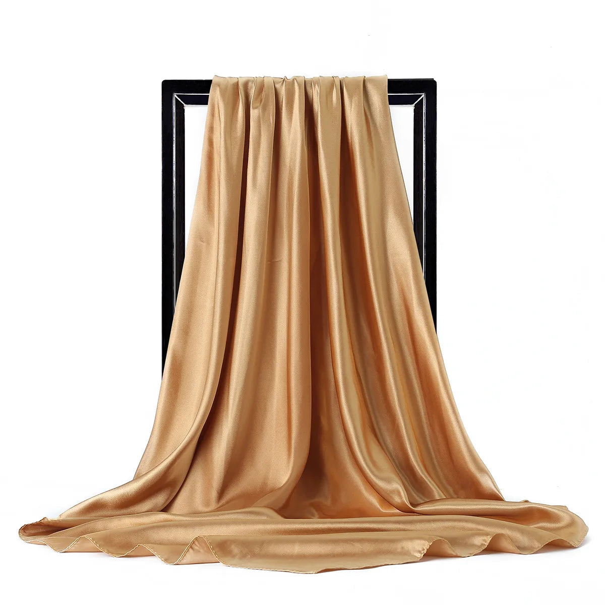 Brown Satin Solid Color Foulard 90*90cm Silk Scarf Hijab
