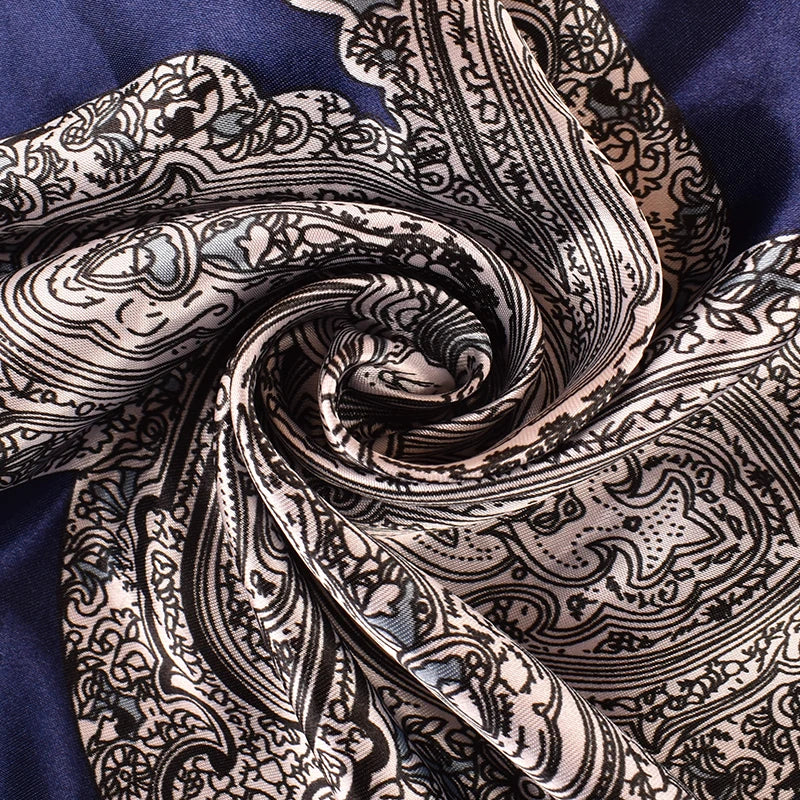 Gray Blue Satin Square Scarf 90*90 Beach Accessory Headscarf