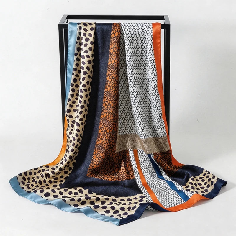 Satin Square Scarf Paisley Floral Print Bandana