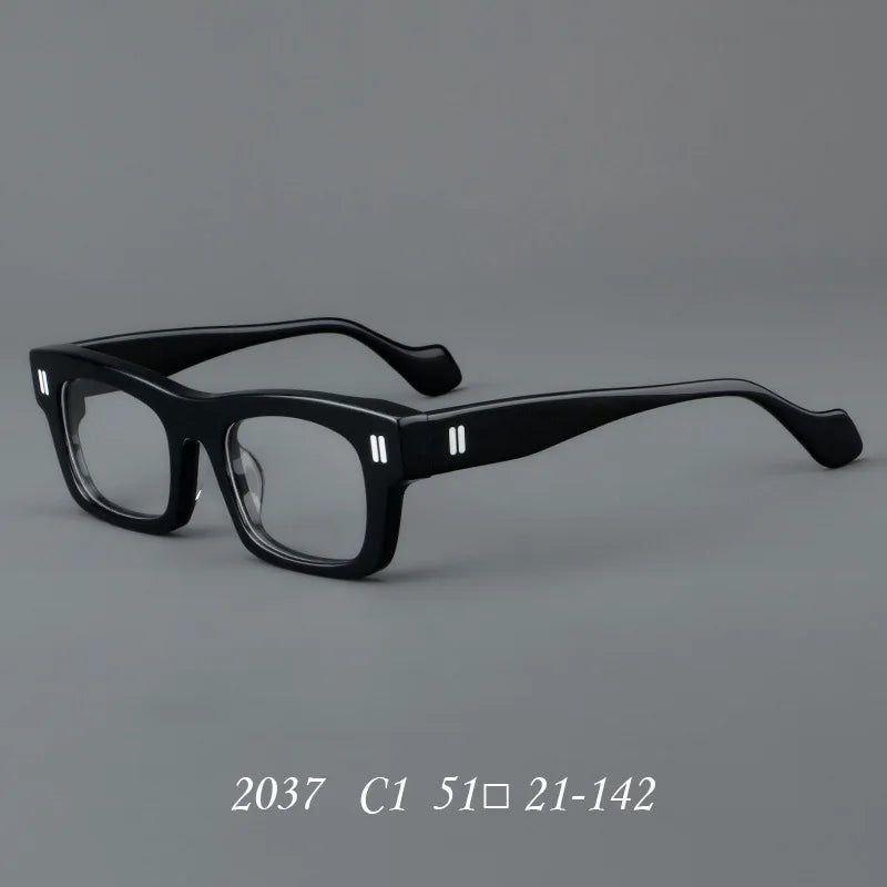 Black Splicing Retro Thick Board Glasses Presbyopia and Myopia Customized