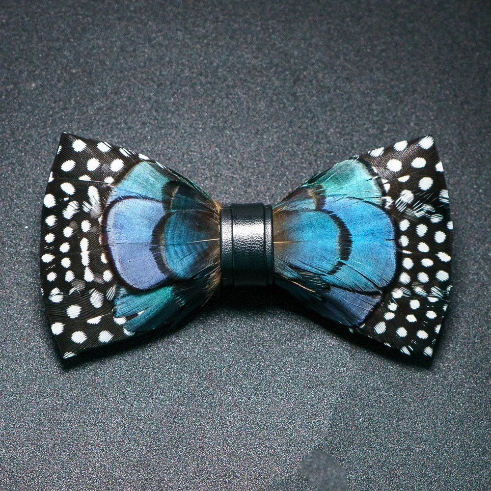 Blue Fashion Handmade Feather Bowtie Suit Accessories