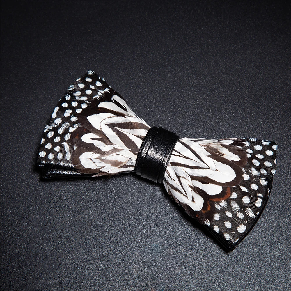 White Fashion Handmade Feather Bowtie Suit Accessories