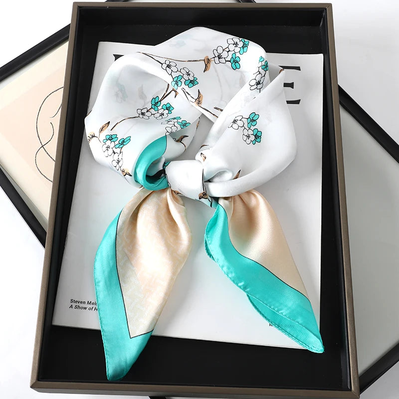 Silk Hair Neck Square Scarf