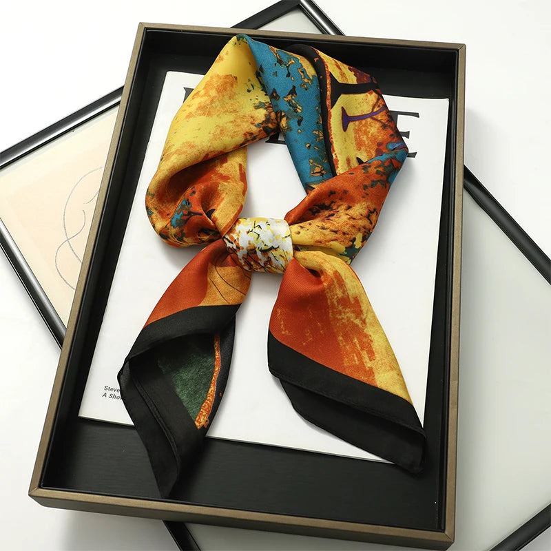 Silk Hair Neck Square Scarf