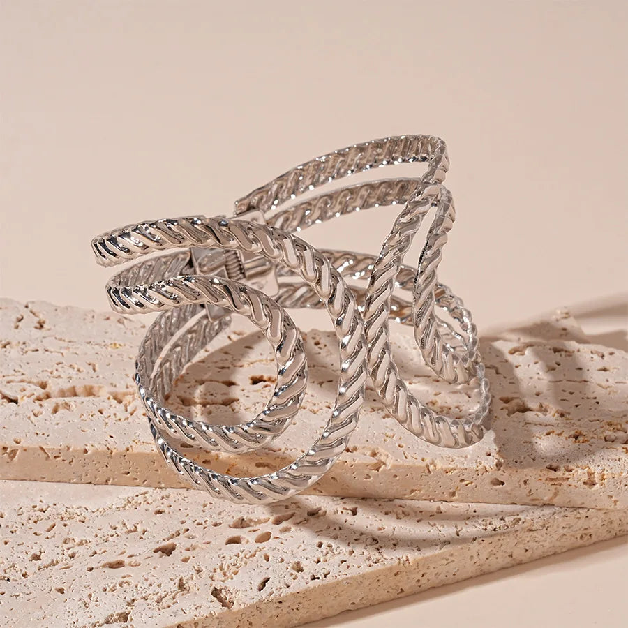 Punk Stainless Metal Geometric Cuff Bracelets Bangles
