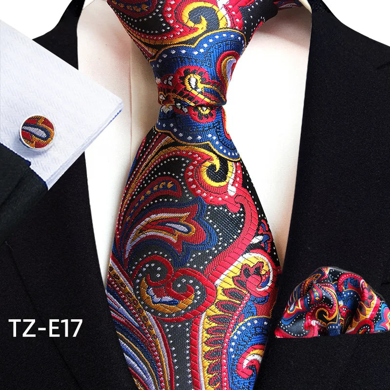 Royal Striped Paisley Pocket Square Cufflinks Necktie