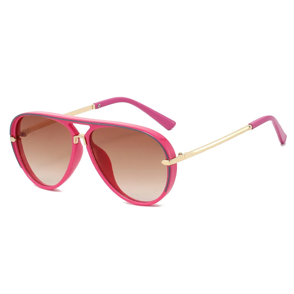 Pink Fashion Alloy Gradient UV400 Pilot Sunglasses