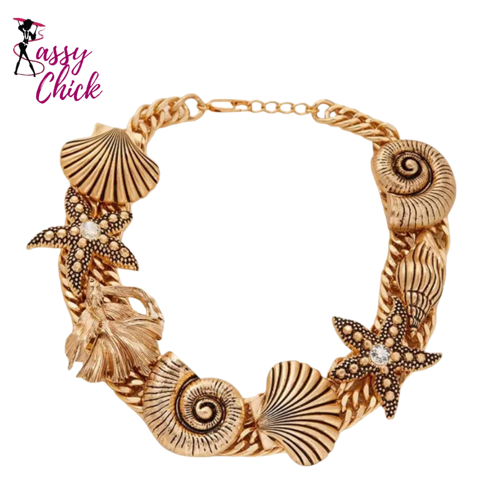 Sea Star Shell Retro Niche Style Necklace Sassy Chick Logo
