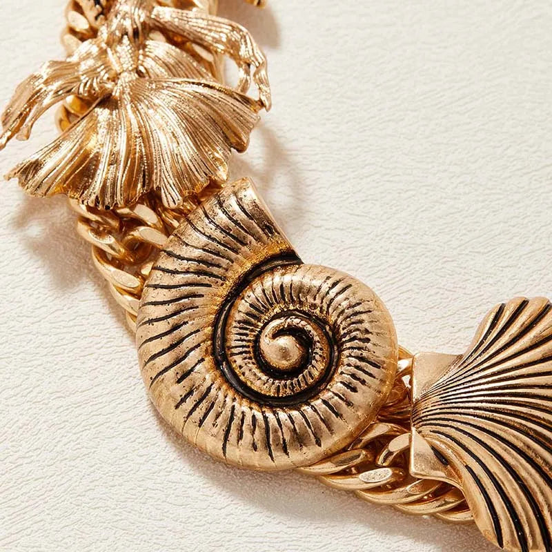 Closed up Sea Star Shell Retro Niche Style Necklace