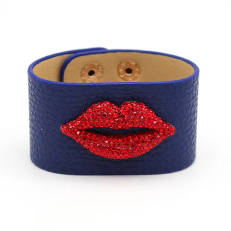 Crystal Red Lip Leather Bracelet