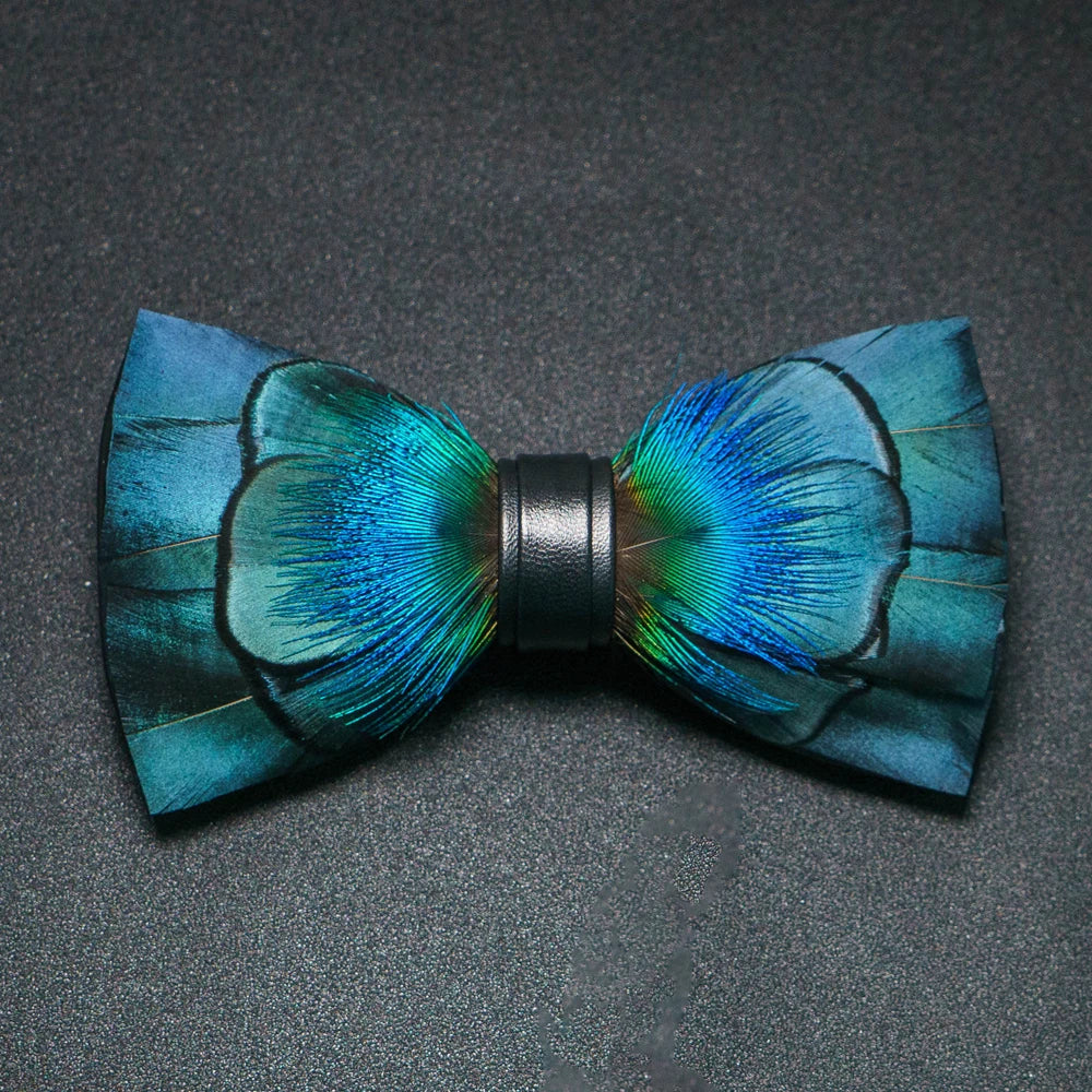 Blue Fashion Handmade Feather Bowtie Suit Accessories