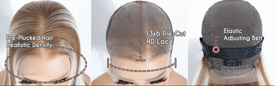 Details of Streaks Straight 13X6 Synthetic Lace Front Wig