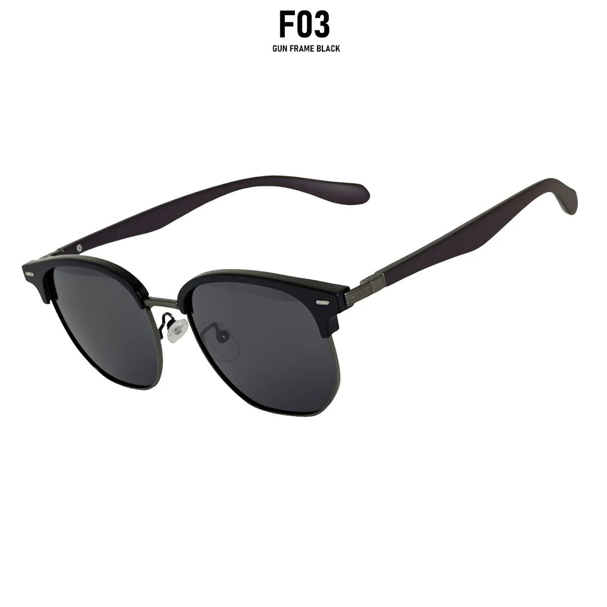 Black Semi Rimless Vintage Retro Polarized Sunglass