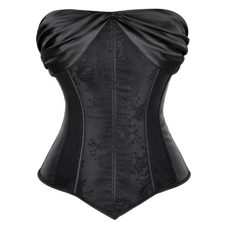 Sexy Lace up Floral Lingerie Corset For Women black front