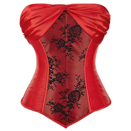 Sexy Lace up Floral Lingerie Corset For Women red black floral front