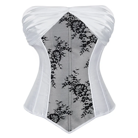 Sexy Lace up Floral Lingerie Corset For Women white black floral front