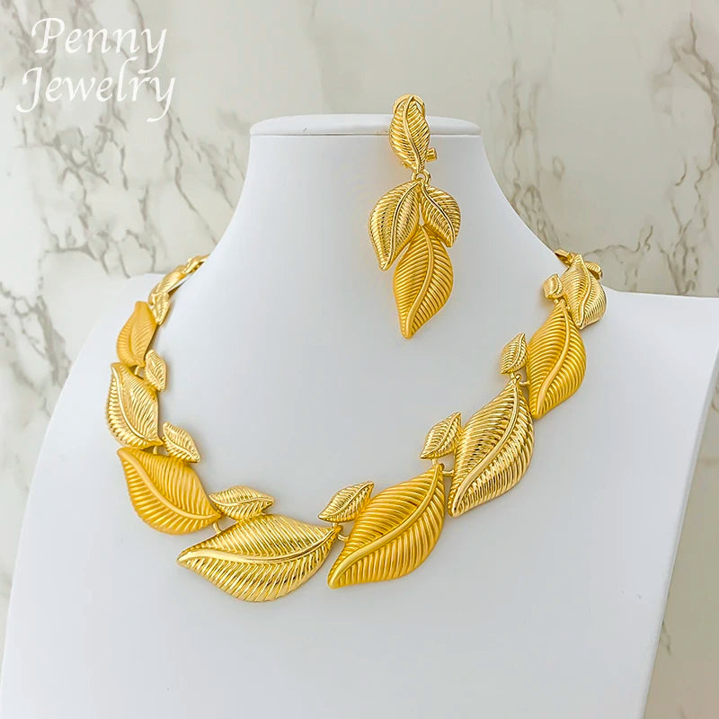 Leaf Shaped Party Jewelry Set