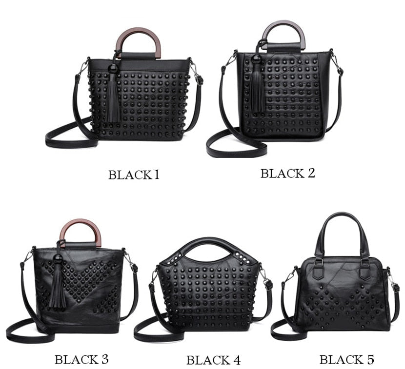 Collection of Sheepskin Leather Rivet Handbag