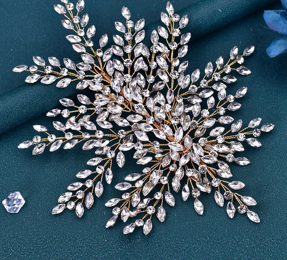 Gold Shiny Rhinestone Bridal Headwear