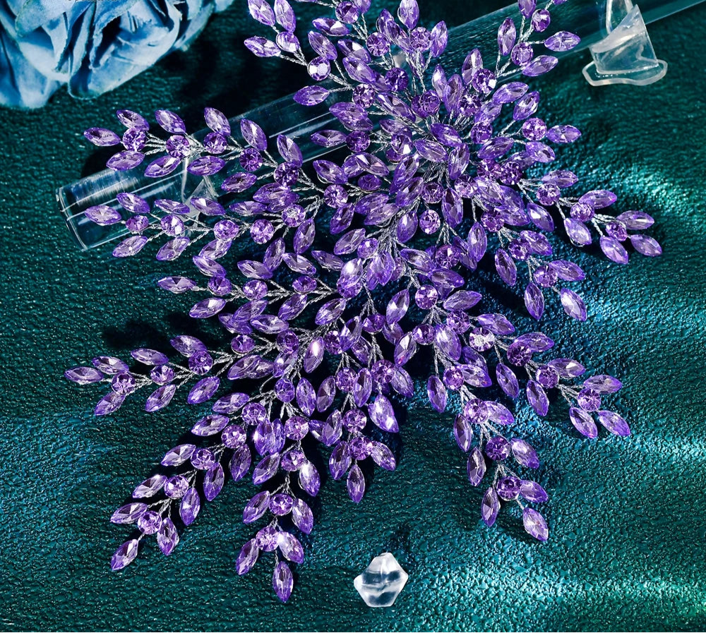 purple Shiny Rhinestone Bridal Headwear