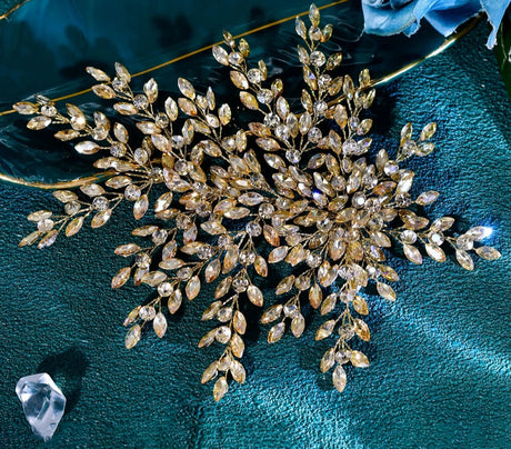 Gold Shiny Rhinestone Bridal Headwear
