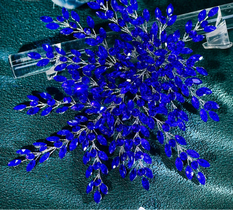 blue Shiny Rhinestone Bridal Headwear