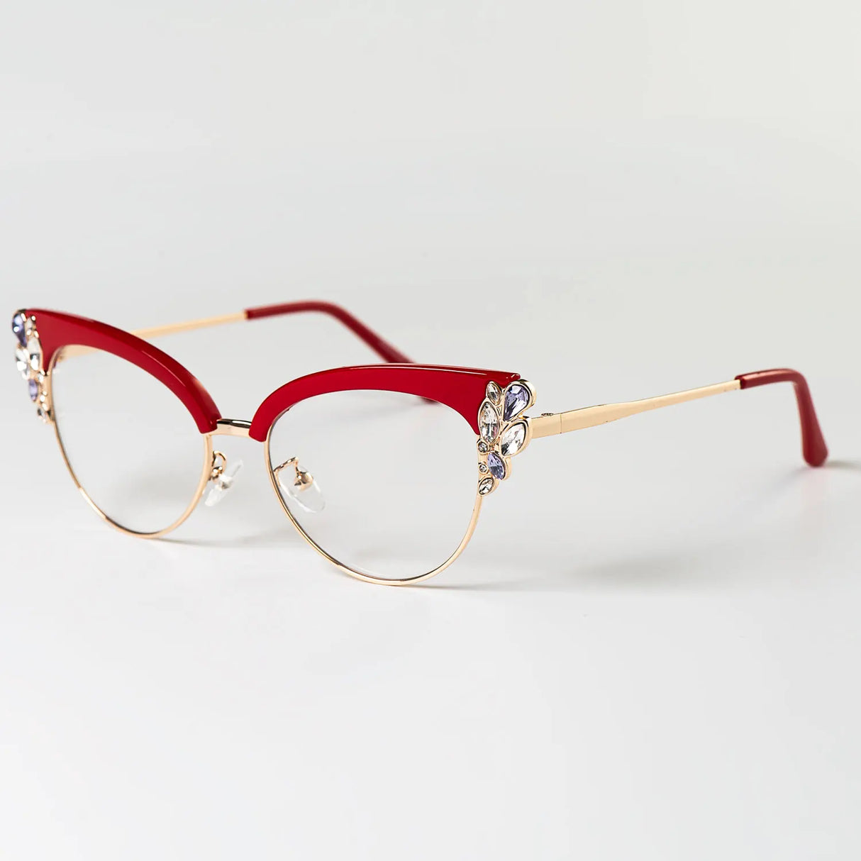 Red Shiny Rhinestones Cat Eye Presbyopia Eyeglasses