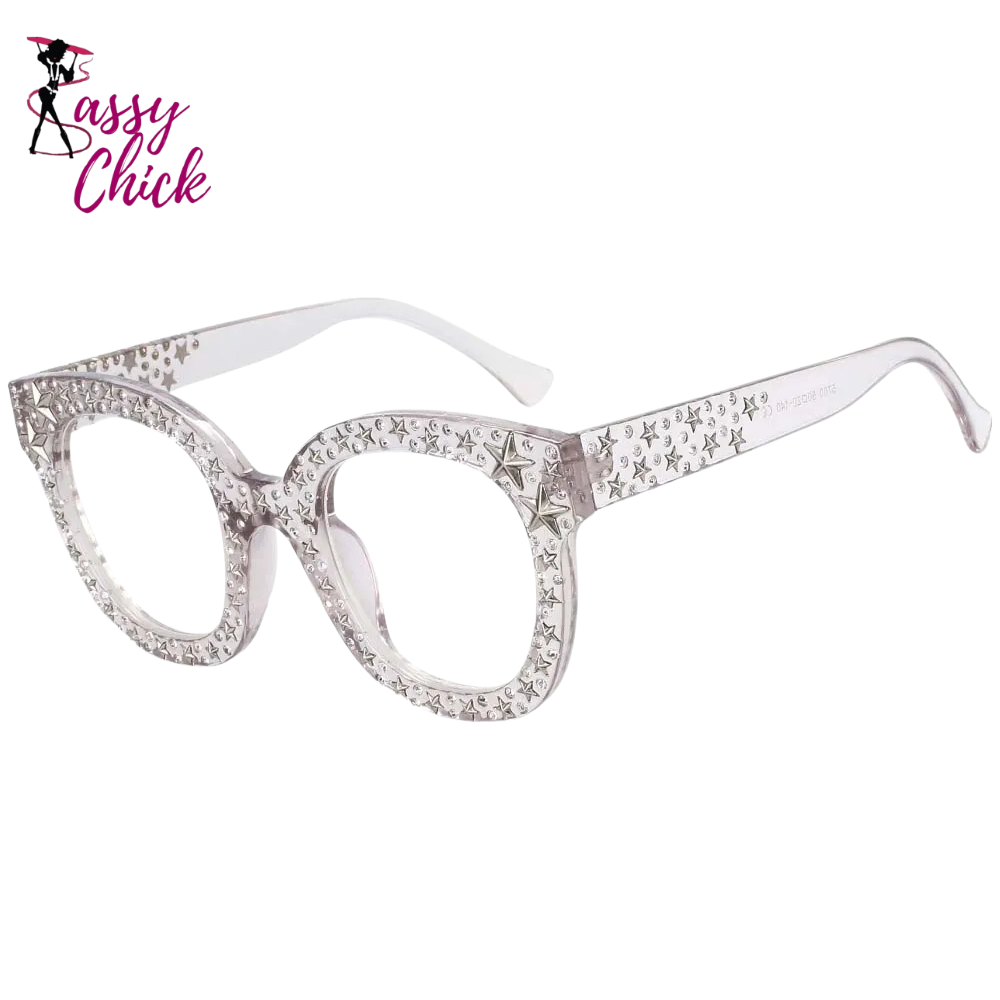 Shiny Square Women Stars Sunglasses Sassy Chick Logo