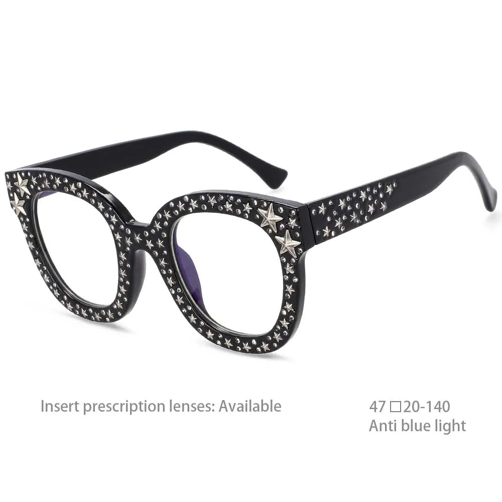 black star Shiny Square Women Stars Sunglasses