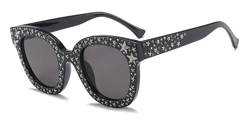 Black star Shiny Square Women Stars Sunglasses