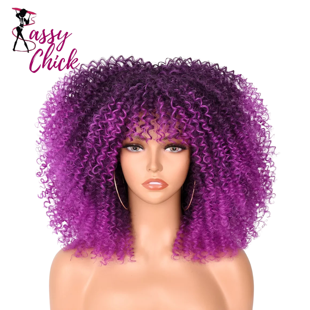 Short Afro Hair Kinky Curly Wigs Sassy Chick Logo
