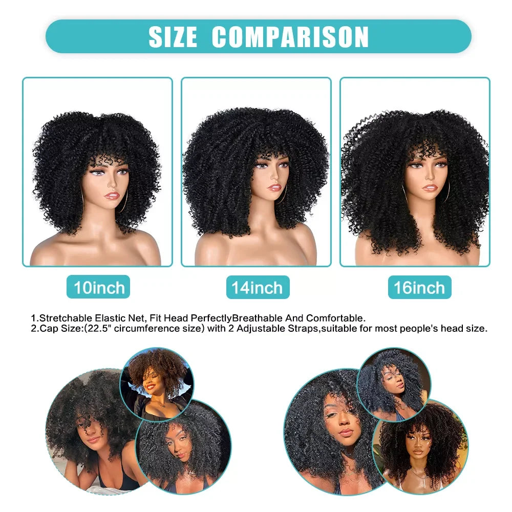Short Afro Hair Kinky Curly Wigs size