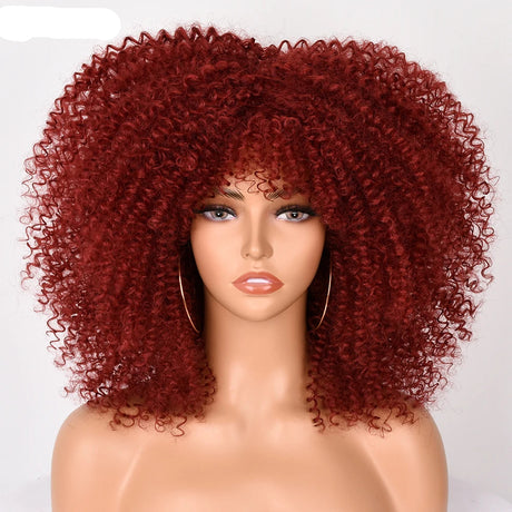 Short Afro Hair Kinky Curly Wigs red